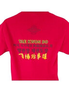 Taekwondo T Shirt Mens Size Medium Red Yang Masters Martial Arts